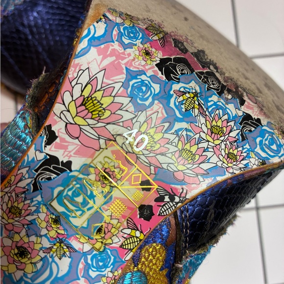Irregular Choice Blue Floral Heeled Boots - Picture 10 of 10